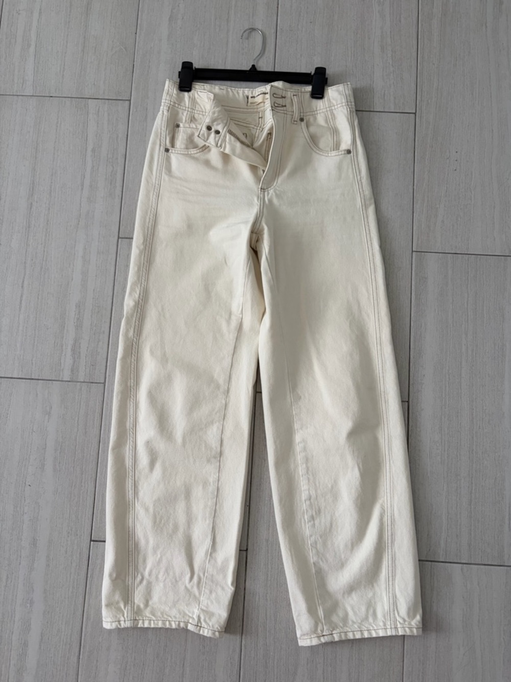 We The Free Off-White High-Rise Straight Leg Jeans